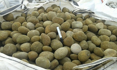 Kamenclub.ru: Песчаник ядра, фр. 100-300 мм  купить в Смоленске песчаник бежевый серый рыжий речная галька 5 000 руб/т   фото КАМЕНЬ КЛУБ