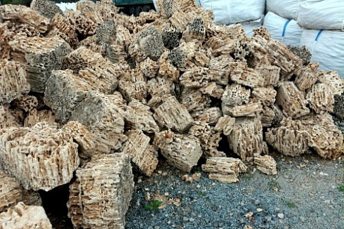 Kamenclub.ru: Крымский природный меотис фр. 100-500 мм.  купить в Смоленске меотис бежевый рыжий молочный желтый ракушечник 4 500 руб/т   фото КАМЕНЬ КЛУБ