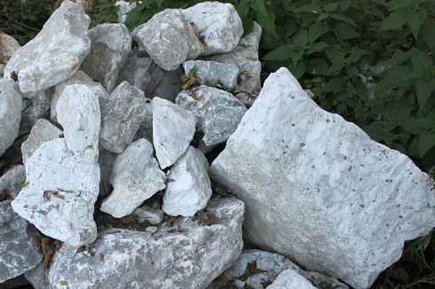 Kamenclub.ru: Мраморизированный известняк фр. 100-500 мм.  купить в Смоленске известняк серый белый темно-серый сероватый валун природного образования окатанный 10500 руб/т   фото КАМЕНЬ КЛУБ