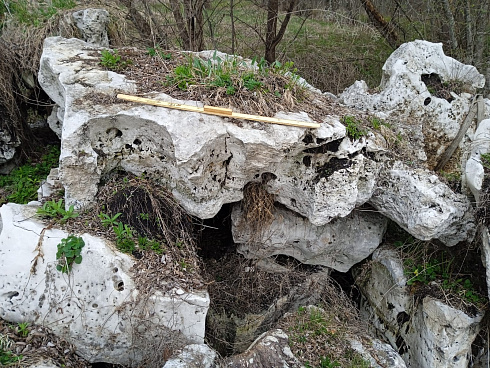 Kamenclub.ru: Выветренный известняк со мхом фр. 100-500 мм.  купить в Смоленске известняк серый белый зеленый валун известняковый крупный 10000 руб/т   фото КАМЕНЬ КЛУБ