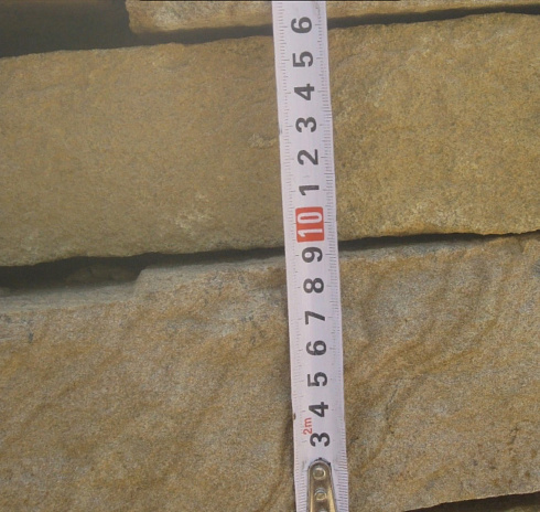 Kamenclub.ru: Песчаник пластушка желтый с рисунком (7-15 см)  купить в Смоленске плитняк - пластушка - бут желтый песчаник 10200 руб/м3   фото КАМЕНЬ КЛУБ