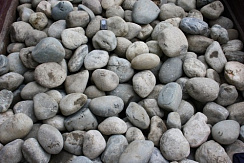 Kamenclub.ru: Речной валун (Ассорти) фр.100-300 мм.  купить в Смоленске галечник серый, темно-серый, светло-серый речная галька крупных размеров 4200 руб/т   фото КАМЕНЬ КЛУБ